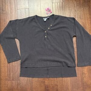 Roxy Weekend Story Top, Long Sleeve Thermal Henley in Phantom, Size Small, NWT